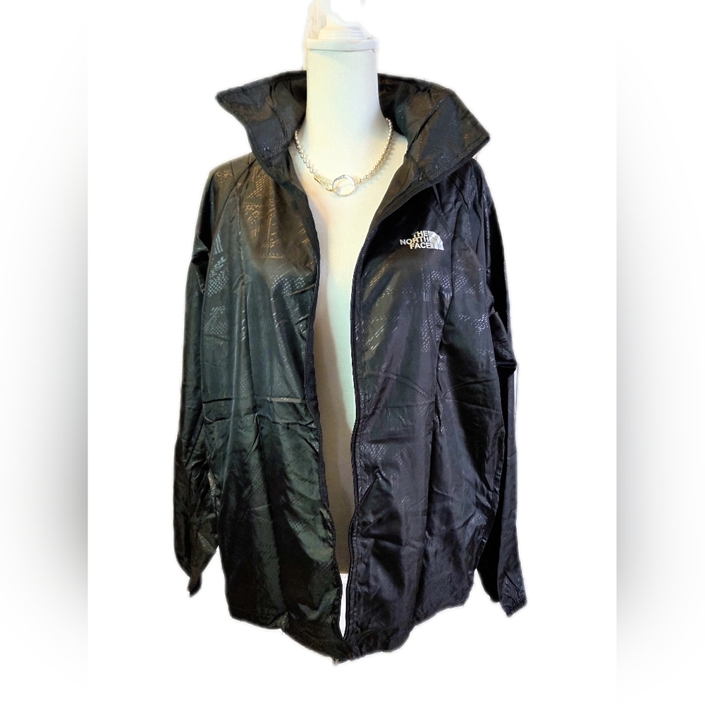 The North Face Glossy Black Windbreaker